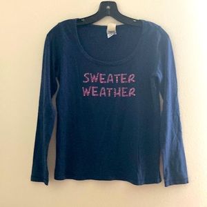 NITE NITE Blue “Sweater Weather” Sleep Shirt Tee  Sz S